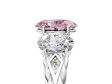 White gold Three-Stone Fancy Pink Oval Cut Diamond Braided Band Ring with Four-Prong Setting_37