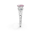 White gold Three-Stone Fancy Pink Oval Cut Diamond Braided Band Ring with Four-Prong Setting_54
