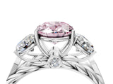 White gold Three-Stone Fancy Pink Oval Cut Diamond Braided Band Ring with Four-Prong Setting_56