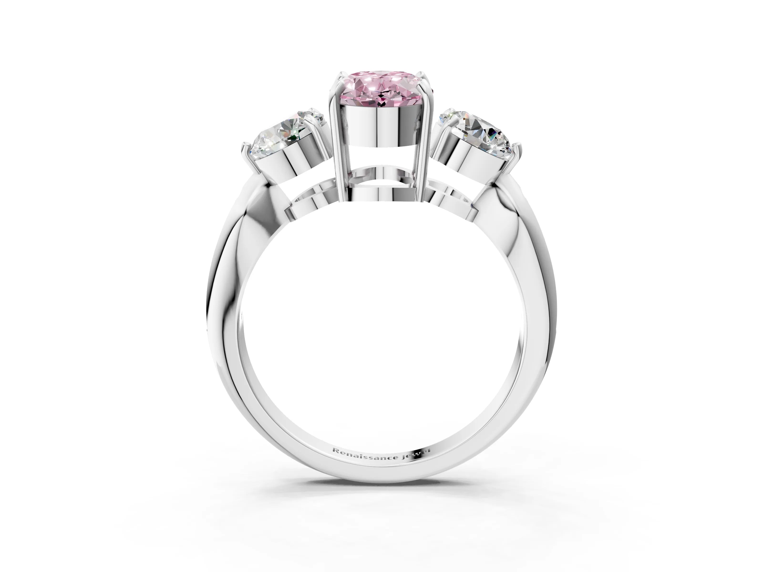 White gold Three-Stone Fancy Pink Oval Cut Diamond Channel Set Engagement Ring with Prong Setting_15