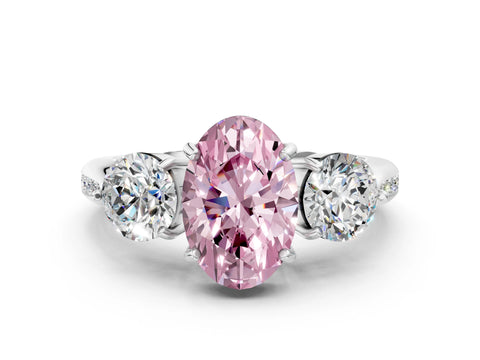 White gold Three-Stone Fancy Pink Oval Cut Diamond Channel Set Engagement Ring with Prong Setting_24