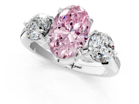 White gold Three-Stone Fancy Pink Oval Cut Diamond Channel Set Engagement Ring with Prong Setting_25