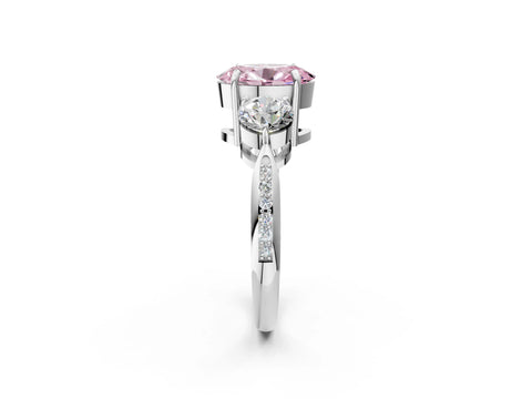 White gold Three-Stone Fancy Pink Oval Cut Diamond Channel Set Engagement Ring with Prong Setting_26