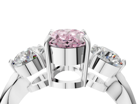 White gold Three-Stone Fancy Pink Oval Cut Diamond Channel Set Engagement Ring with Prong Setting_28
