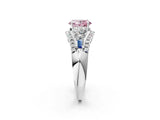 White gold Three-Stone Fancy Pink Oval Cut Diamond Engagement Ring with Pave Band and Prong Setting_14