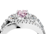 White gold Three-Stone Fancy Pink Oval Cut Diamond Engagement Ring with Pave Band and Prong Setting_16