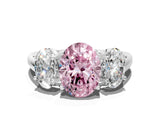White gold Three-Stone Fancy Pink Oval Cut Diamond Engagement Ring with Prong Setting_15