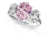 White gold Three-Stone Fancy Pink Oval Cut Diamond Engagement Ring with Prong Setting_16