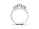 White gold Three-Stone Fancy Pink Oval Cut Diamond Engagement Ring with Prong Setting_18