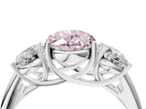 White gold Three-Stone Fancy Pink Oval Cut Diamond Engagement Ring with Prong Setting_19