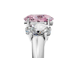 White gold Three-Stone Fancy Pink Oval Cut Diamond Engagement Ring with Prong Setting_20