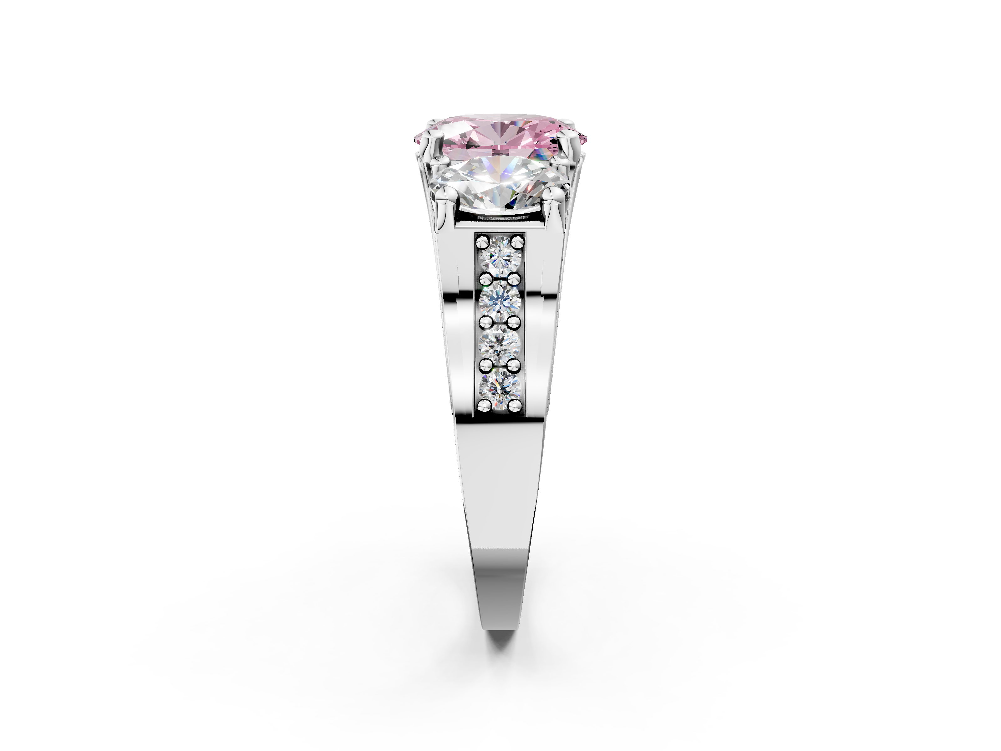 White gold Three-Stone Fancy Pink Oval  Cut Diamond Ring with Channel-Set Band and Four-Prong Setting_34