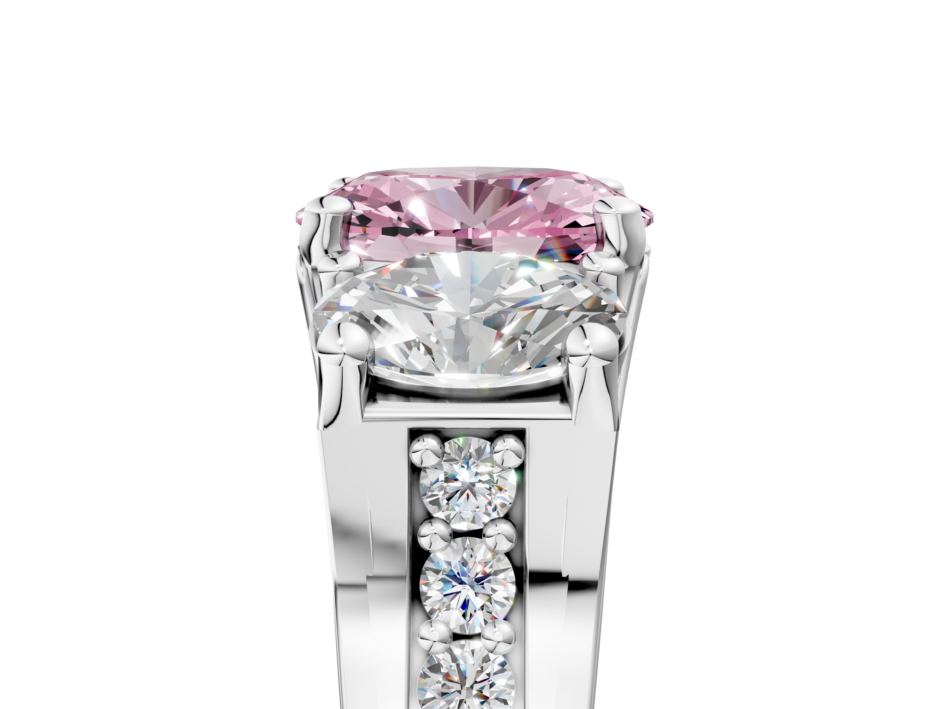 White gold Three-Stone Fancy Pink Oval  Cut Diamond Ring with Channel-Set Band and Four-Prong Setting_37