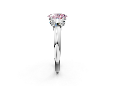 White gold Three-Stone Fancy Pink Oval  Cut Diamond Ring with Channel-Set Band and Four-Prong Setting_50