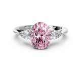 White gold Three-Stone Fancy Pink Oval  Cut Diamond Ring with Pear Side Stones in Four-Prong Setting_109