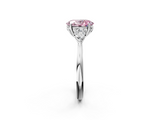 White gold Three-Stone Fancy Pink Oval  Cut Diamond Ring with Pear Side Stones in Four-Prong Setting_111