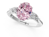 White gold Three-Stone Fancy Pink Oval  Cut Diamond Ring with Pear Side Stones in Four-Prong Setting_111