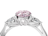 White gold Three-Stone Fancy Pink Oval  Cut Diamond Ring with Pear Side Stones in Four-Prong Setting_113