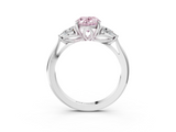 White gold Three-Stone Fancy Pink Oval  Cut Diamond Ring with Pear Side Stones in Four-Prong Setting_113