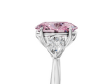 White gold Three-Stone Fancy Pink Oval  Cut Diamond Ring with Pear Side Stones in Four-Prong Setting_114