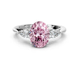 White gold Three-Stone Fancy Pink Oval Cut Diamond Ring with Pear  Side Stones in Four-Prong Setting_48