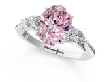 White gold Three-Stone Fancy Pink Oval Cut Diamond Ring with Pear  Side Stones in Four-Prong Setting_49