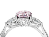 White gold Three-Stone Fancy Pink Oval Cut Diamond Ring with Pear  Side Stones in Four-Prong Setting_52