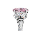 White gold Three-Stone Fancy Pink Oval Cut Diamond Ring with Round  Pavé Band and Prong Setting_152