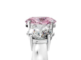 White gold Three-Stone Fancy Pink Oval Cut Diamond Ring with Round Side Stones, Classic Band, and Four-Prong Setting_41