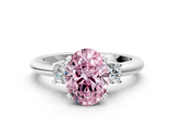 White gold Three-Stone Fancy Pink Oval  Cut Diamond Solitaire with Prong Setting and Classic Band_69