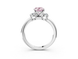 White gold Three-Stone Fancy Pink Oval  Cut Diamond Solitaire with Prong Setting and Classic Band_73