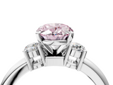White gold Three-Stone Fancy Pink Oval  Cut Diamond Solitaire with Prong Setting and Classic Band_74