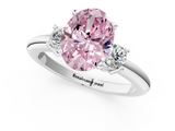 White gold Three-Stone Fancy Pink Oval  Cut Diamond Solitaire with Prong Setting and Classic Band_78
