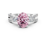 White gold Three-Stone Fancy Pink Oval  Cut Diamond Twist Band with Prong Setting_34