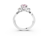White gold Three-Stone Fancy Pink Oval  Cut Diamond Twist Band with Prong Setting_37