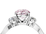 White gold Three-Stone Fancy Pink Oval  Cut Diamond Twist Band with Prong Setting_38