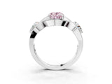 White gold Three-Stone Fancy Pink Oval Cut Diamond Wave Pave Band with Prong Setting_3