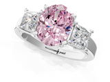 White gold Three-Stone Fancy Pink Oval  Cut Solitaire Ring with Prong Setting_4