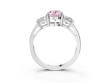 White gold Three-Stone Fancy Pink Oval  Cut Solitaire Ring with Prong Setting_6