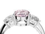 White gold Three-Stone Fancy Pink Oval  Cut Solitaire Ring with Prong Setting_7