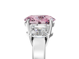 White gold Three-Stone Fancy Pink Oval  Cut Solitaire Ring with Prong Setting_8