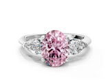 White gold Three-Stone Fancy Pink Oval  Diamond Ring with Pear Side Stones in Four-Prong Setting_44