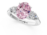 White gold Three-Stone Fancy Pink Oval  Diamond Ring with Pear Side Stones in Four-Prong Setting_45