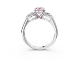 White gold Three-Stone Fancy Pink Oval  Diamond Ring with Pear Side Stones in Four-Prong Setting_48