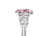 White gold Three-Stone Fancy Pink Oval  Diamond Ring with Pear Side Stones in Four-Prong Setting_49