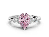 White gold Three-Stone Fancy Pink Pear Cut Brilliant Diamond Solitaire Ring with Tapered Band and Four-Prong Setting_31
