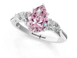 White gold Three-Stone Fancy Pink Pear Cut Brilliant Diamond Solitaire Ring with Tapered Band and Four-Prong Setting_32