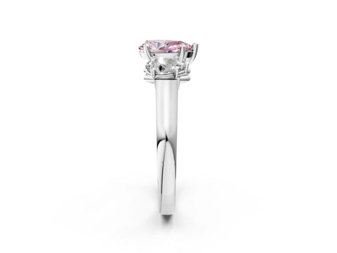 White gold Three-Stone Fancy Pink Pear Cut Brilliant Diamond Trellis Ring with Comfort Fit Band_14