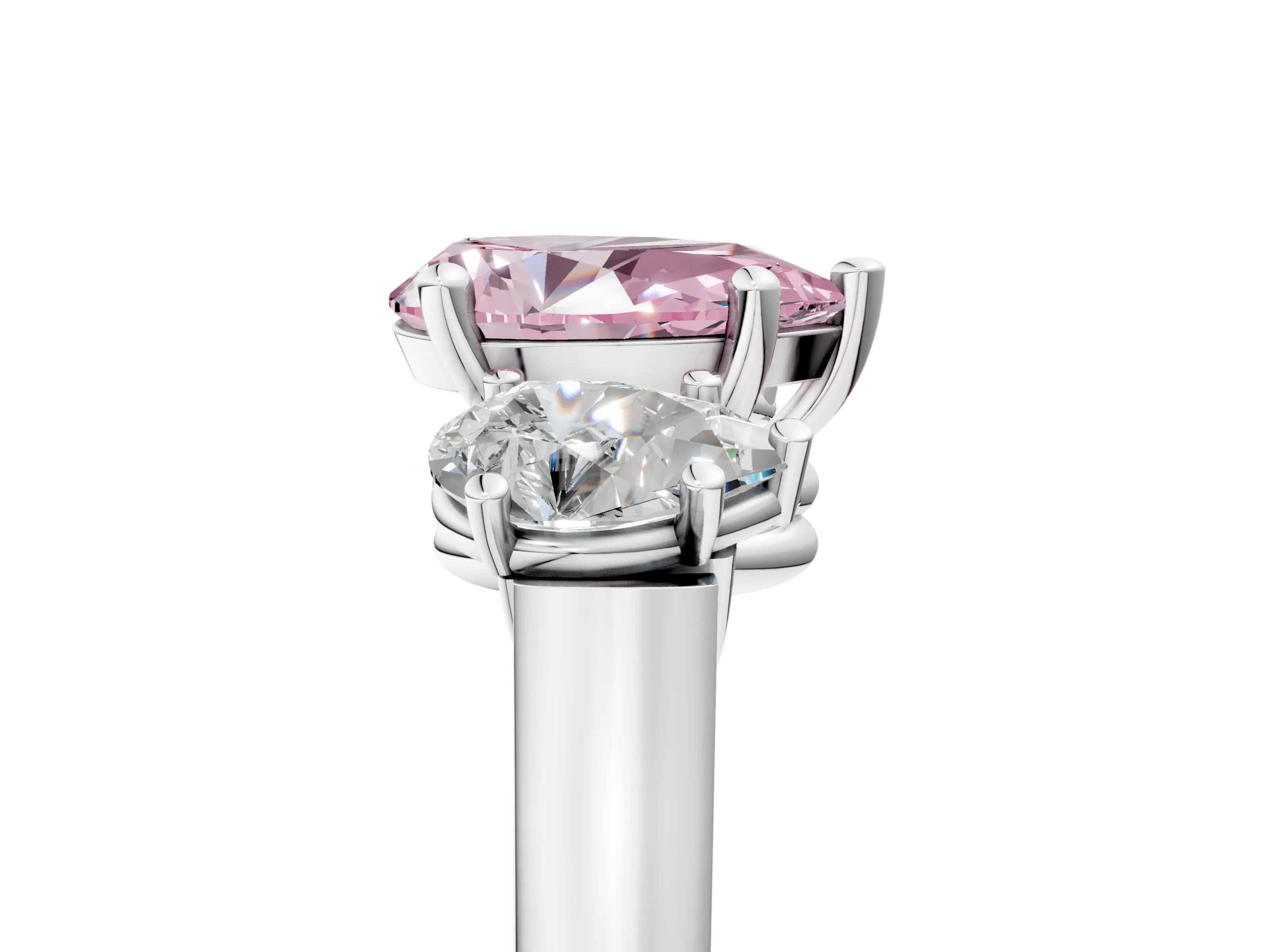 White gold Three-Stone Fancy Pink Pear Cut Brilliant Diamond Trellis Ring with Comfort Fit Band_17