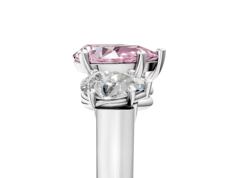 White gold Three-Stone Fancy Pink Pear Cut Brilliant Diamond Trellis Ring with Comfort Fit Band_17
